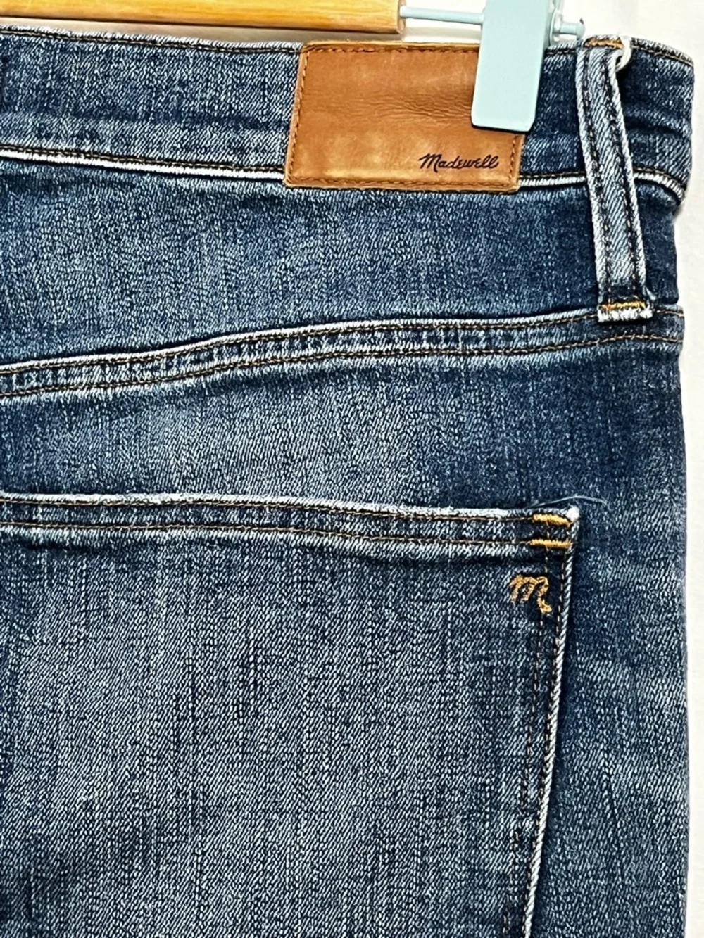 Madewell 9” High Rise Skinny Jeans Dark Wash 31 Raw Hem Distressed - Picture 8 of 12